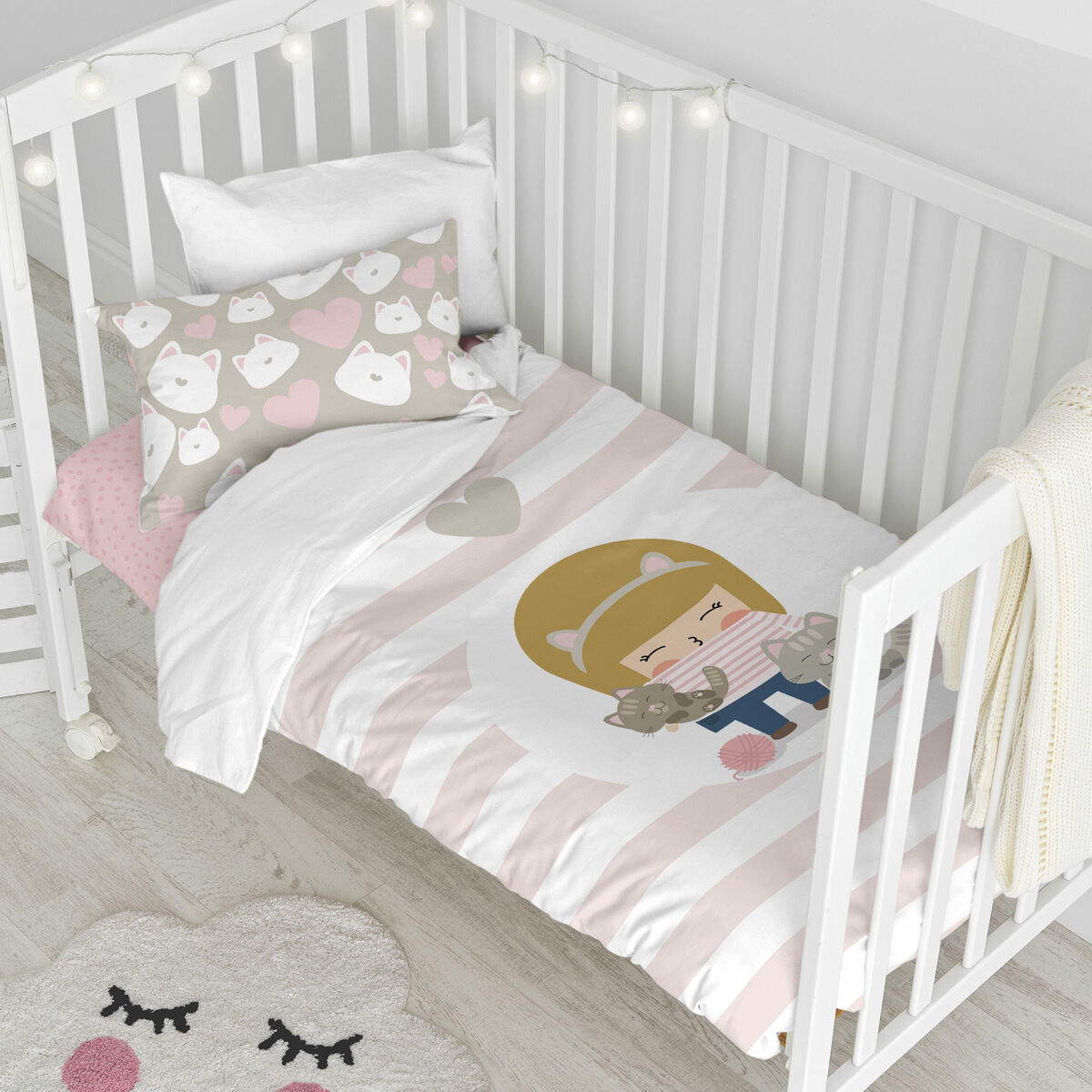 Täckslagsset HappyFriday Happynois Kitty Multicolour Babysäng 2 Delar - 9