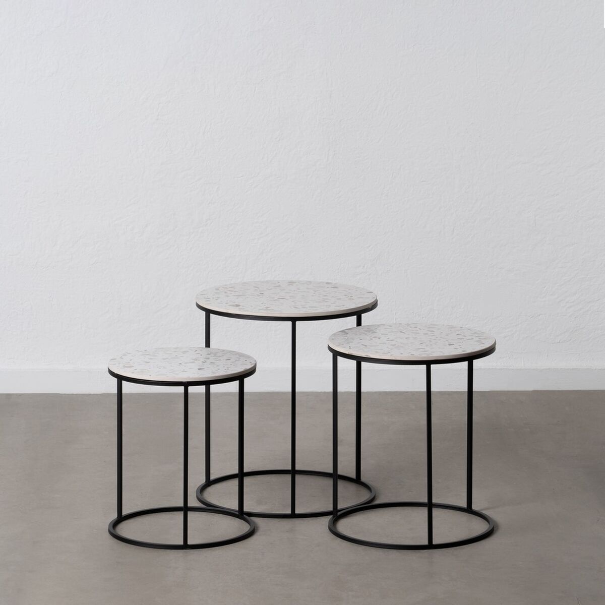 3-bordsset Svart Grå Järn 45 x 45 x 51 cm (3 antal) - 2