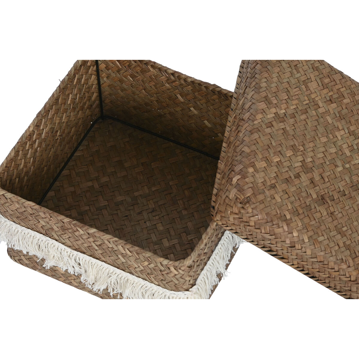 Korg - set Home ESPRIT Vit Naturell Naturliga fibrer Boho Utsliten 30 x 30 x 19 cm 4 Delar - 3