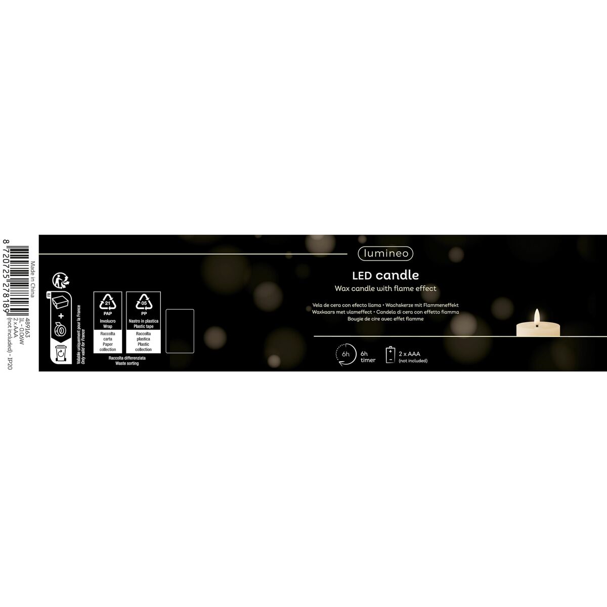 LED Ljus Lumineo Beige Kräm Ø 7 x 15 cm (AAA) - 3