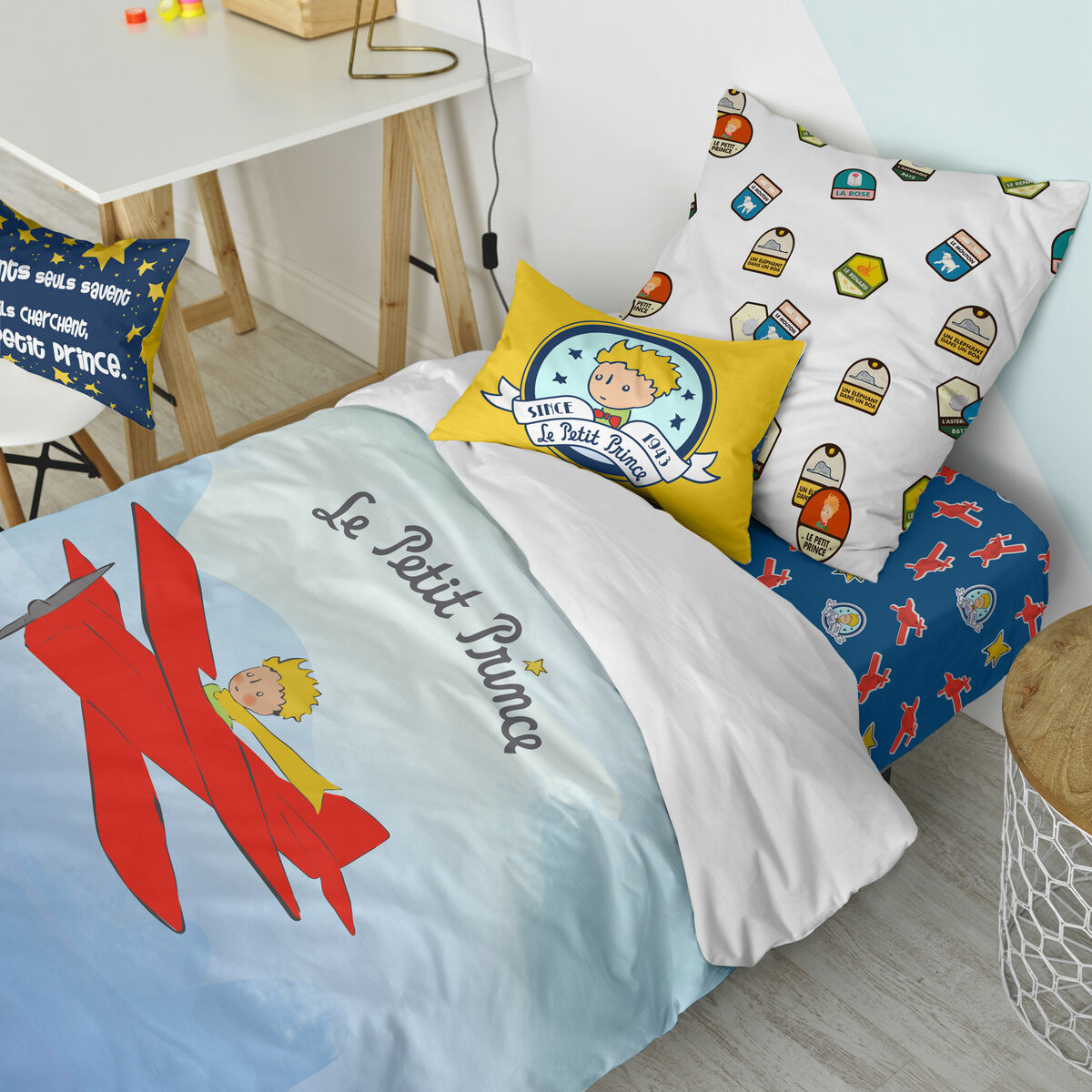 Täckslagsset HappyFriday Le Petit Prince Son Avion Multicolour Säng 80 2 Delar - 4