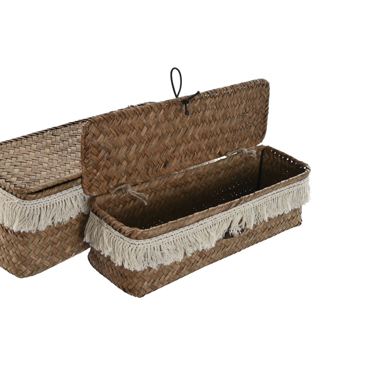 Korg - set Home ESPRIT Vit Naturell Naturliga fibrer Boho Utsliten 32 x 12 x 10 cm 3 Delar - 3