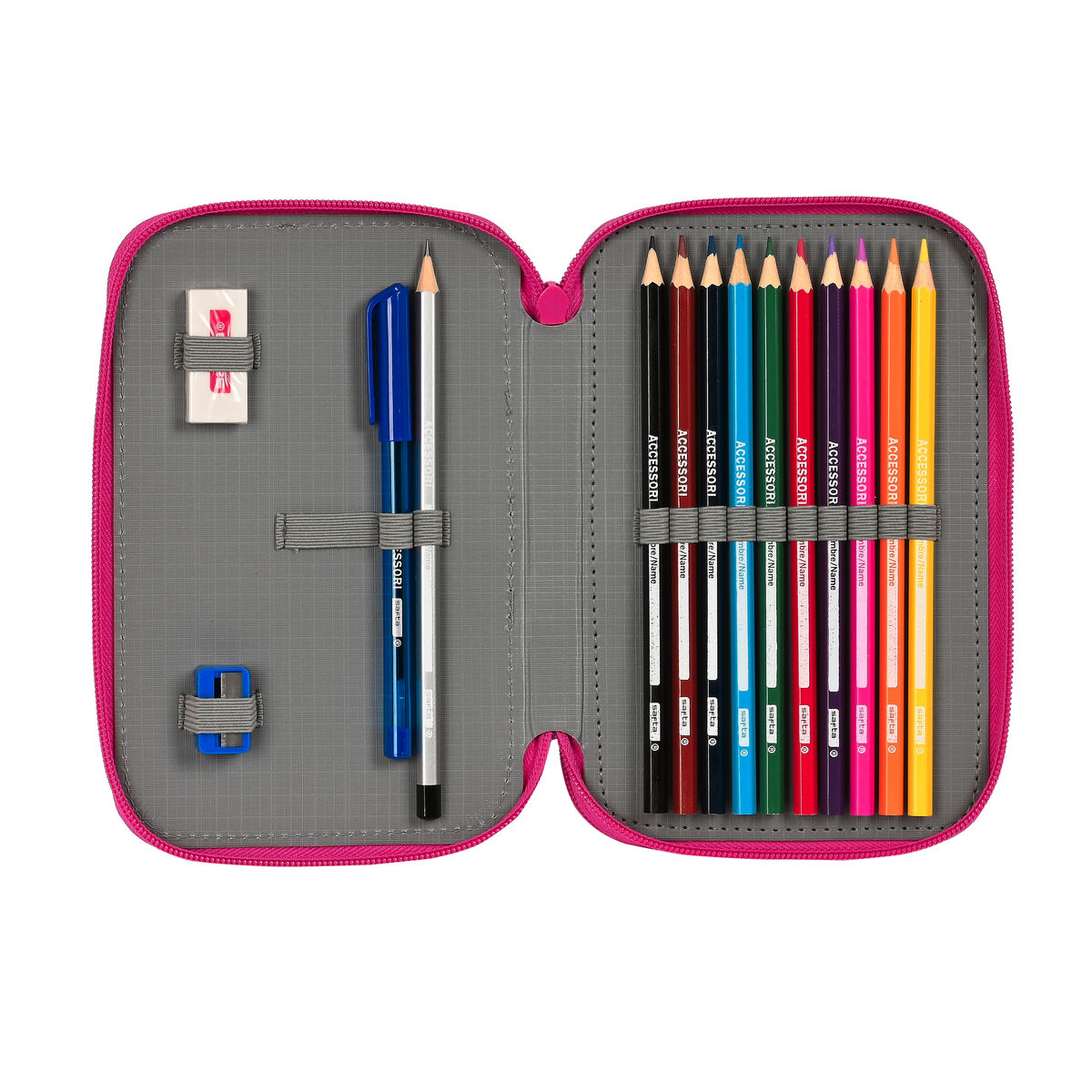 Dubbelt pennfodral Pinypon Blå Rosa 12.5 x 19.5 x 4 cm (28 Delar) - 10