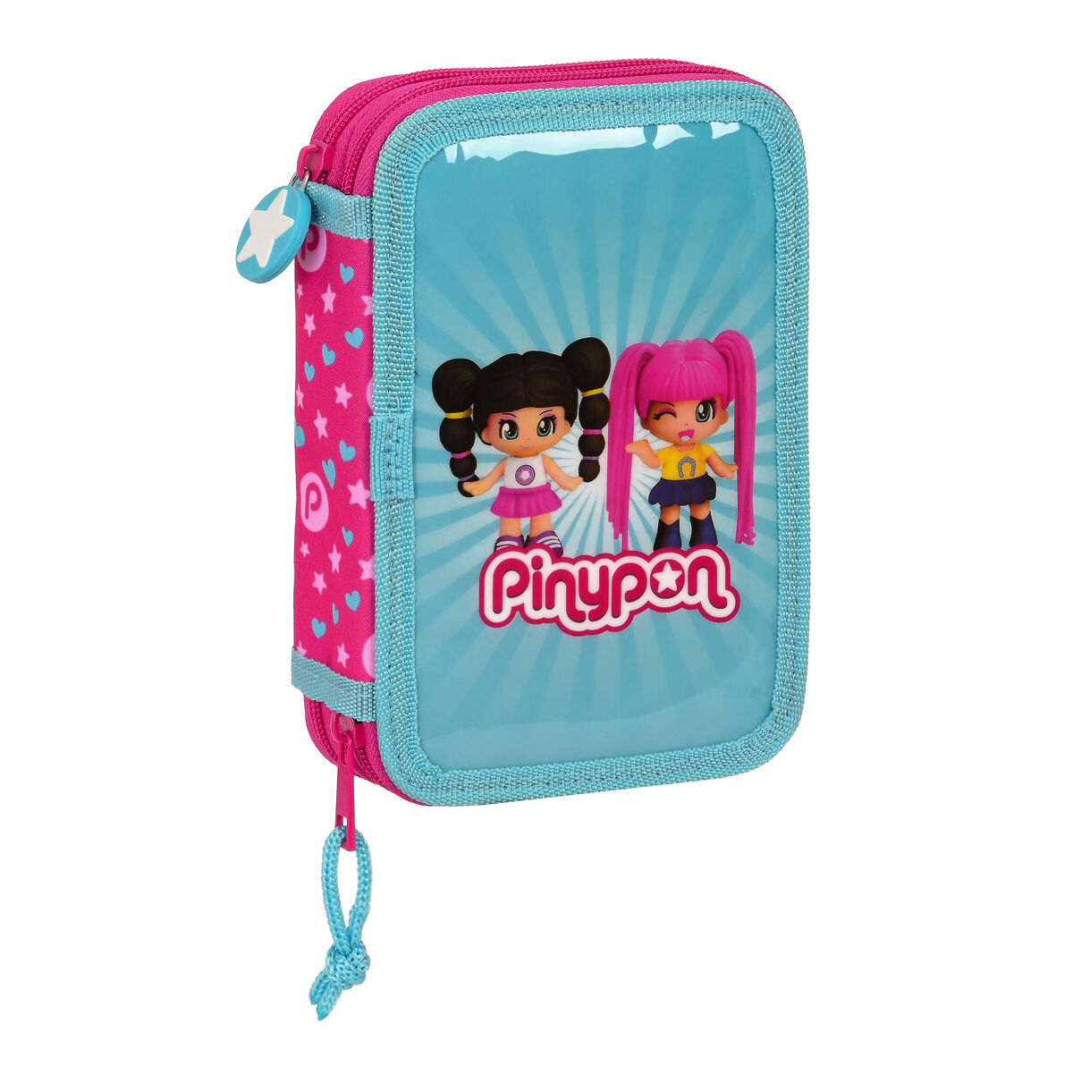 Dubbelt pennfodral Pinypon Blå Rosa 12.5 x 19.5 x 4 cm (28 Delar) - 6