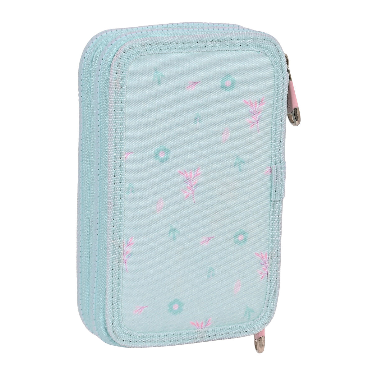 Dubbelt pennfodral Moos Garden Turkos 12.5 x 19.5 x 4 cm (28 Delar) - 4