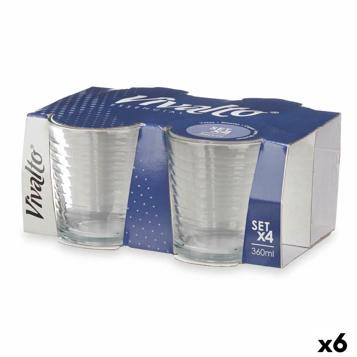 Glasset Vivalto Transparent Glas Ränder 360 ml (6 antal)