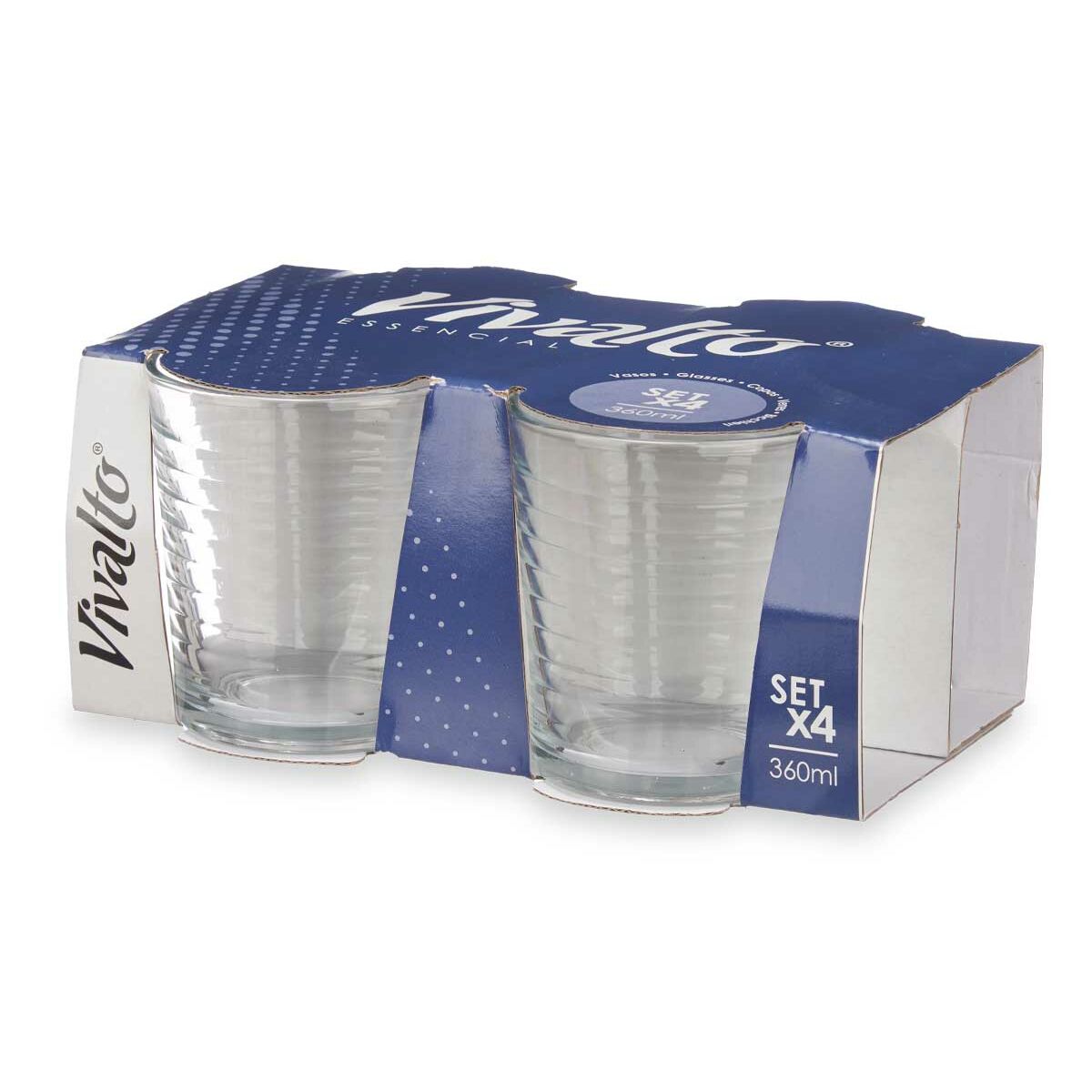 Glasset Vivalto Transparent Glas Ränder 360 ml (6 antal) - 4