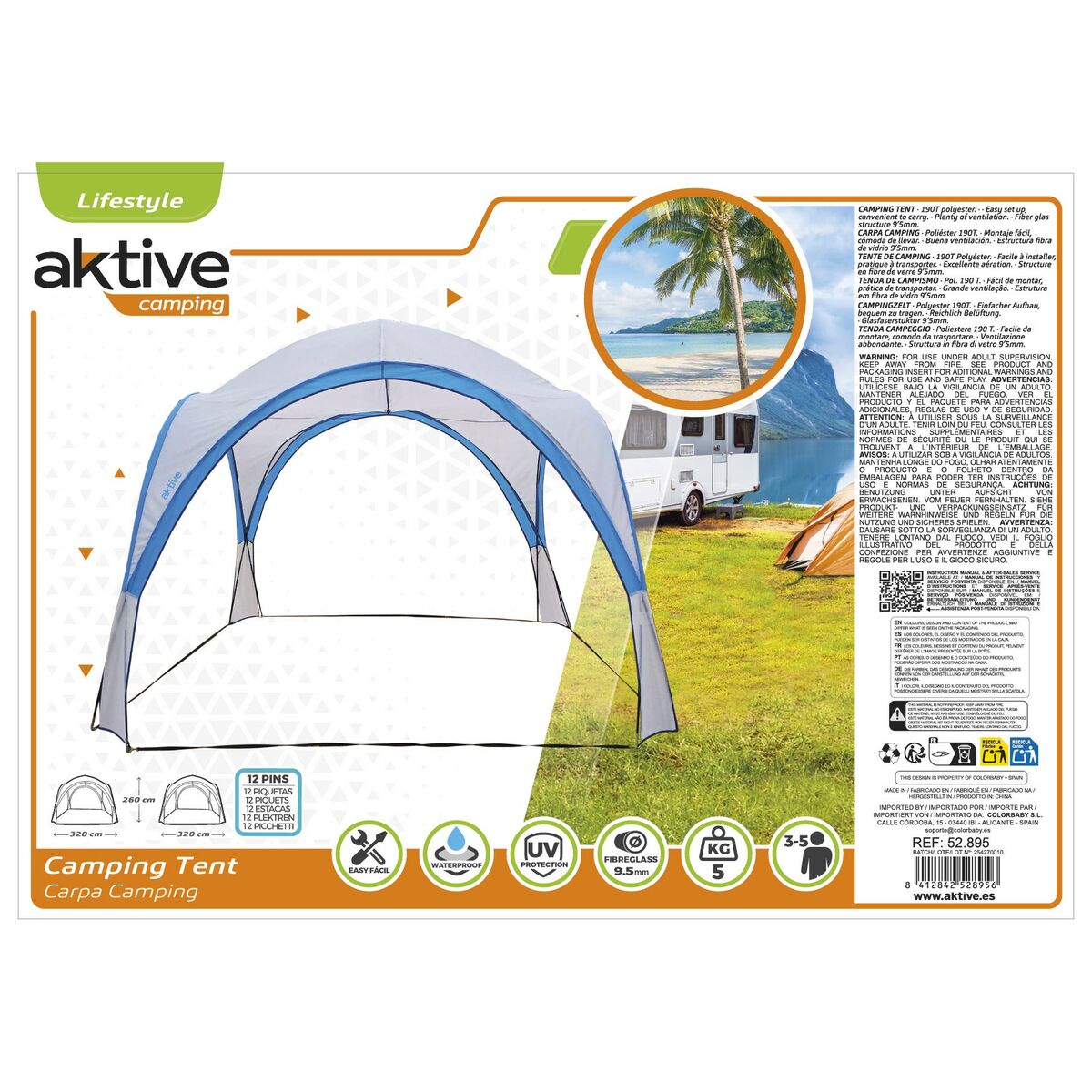 Strandtält Aktive Camping 320 x 260 x 320 cm - 7