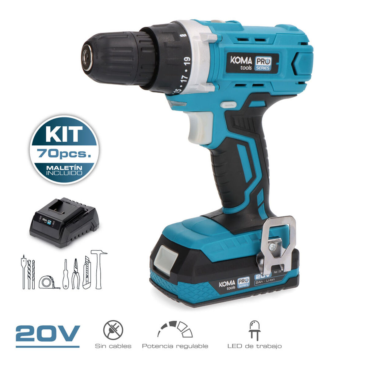 Borr- och tillbehörssats Koma Tools Pro Series Skruvmejsel 70 piezas - 4