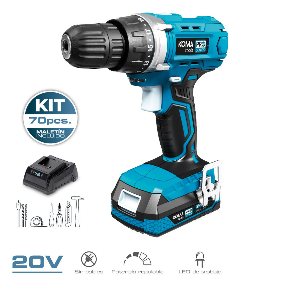 Borr- och tillbehörssats Koma Tools Pro Series Skruvmejsel 70 piezas - 6