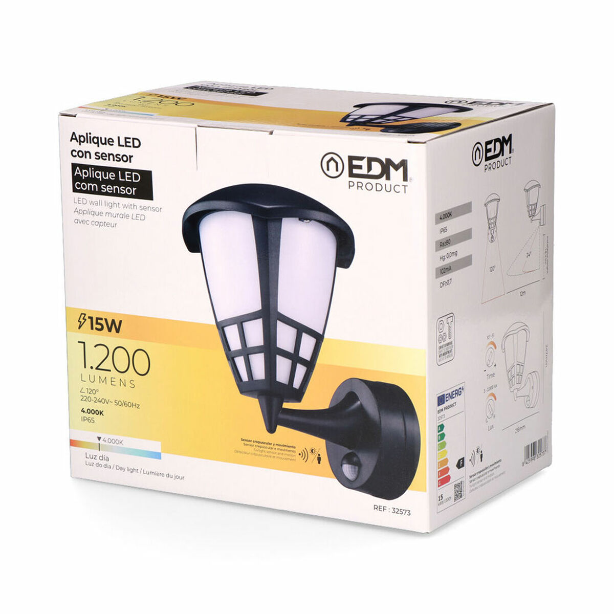 Vägglykta EDM 32573 Svart PVC F 1200 Lm 15 W (4000 K) - 2