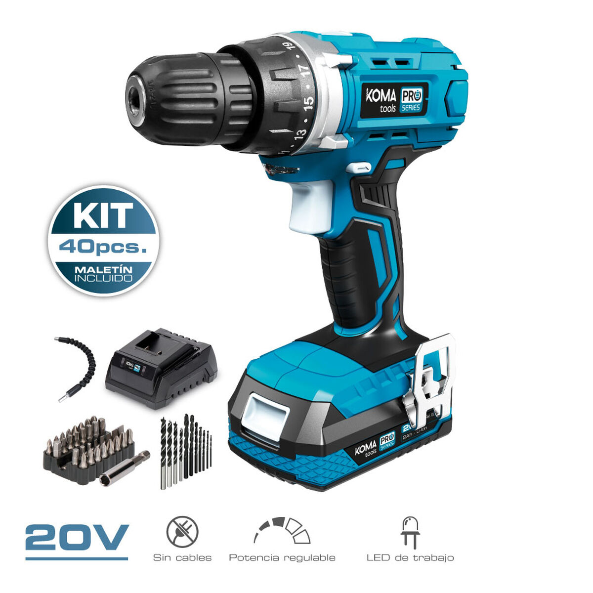 Borr- och tillbehörssats Koma Tools Pro Series Skruvmejsel 40 Delar - 6