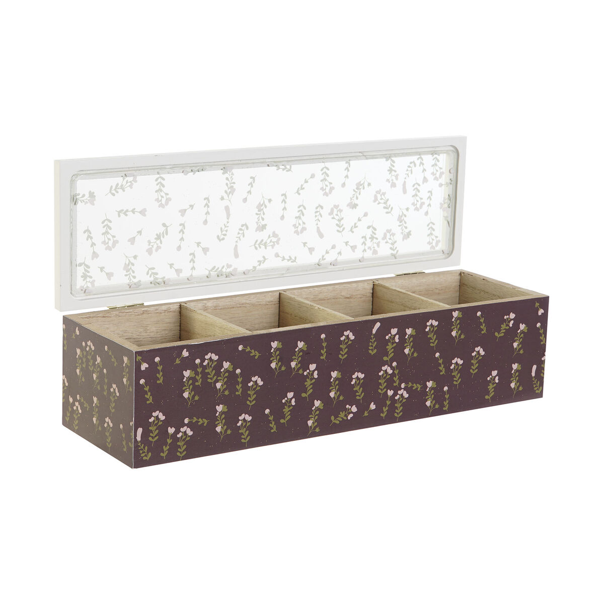 Låda för örtte DKD Home Decor Grön Senap Mörkbrun Glas Trä MDF (4 antal) - 3