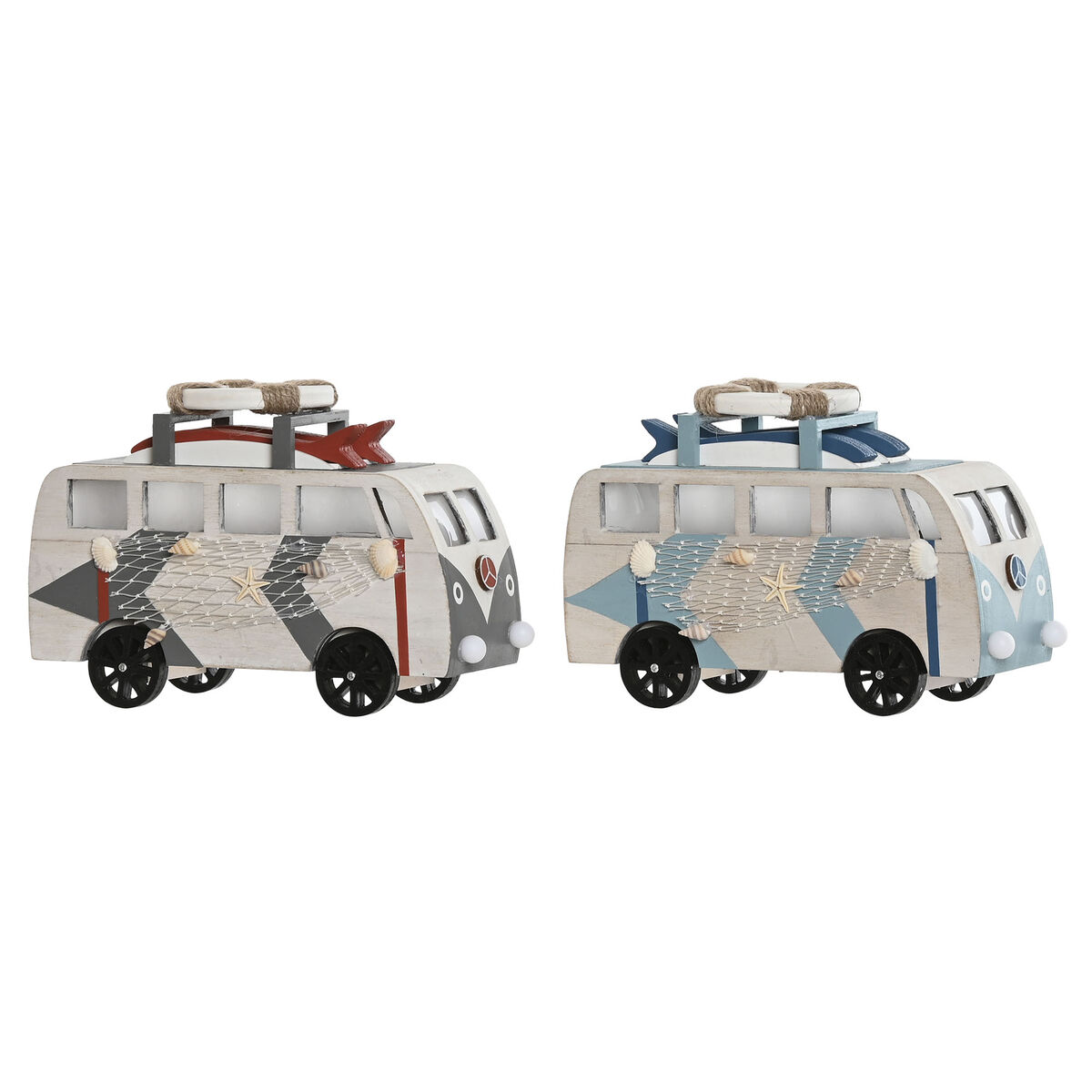 Prydnadsfigur Home ESPRIT Blå Vit Terrakota n 22 x 7 x 14 cm (2 antal) - 2