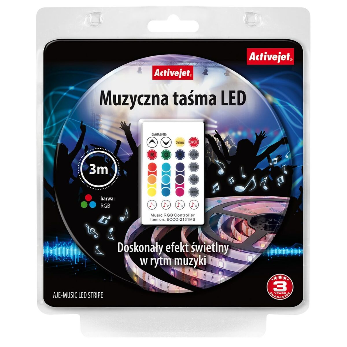 LED trakovi Activejet AJE-LED MUSIC STRIPE Vit Svart Multicolour Varmvit G 7 W 180 Lm - 4