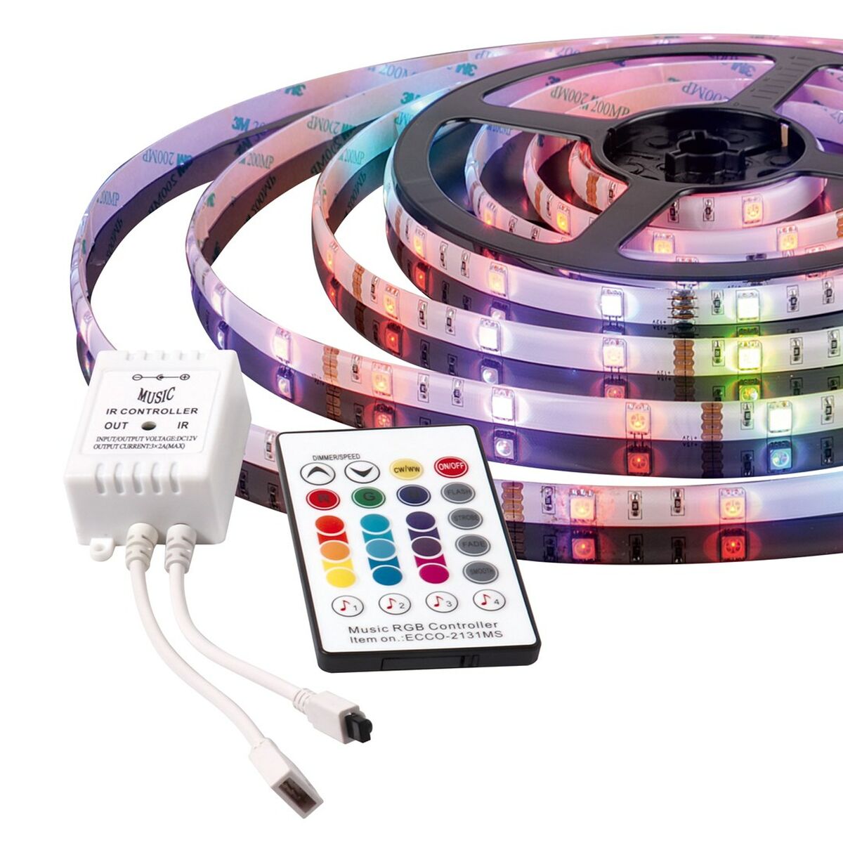 LED trakovi Activejet AJE-LED MUSIC STRIPE Vit Svart Multicolour Varmvit G 7 W 180 Lm