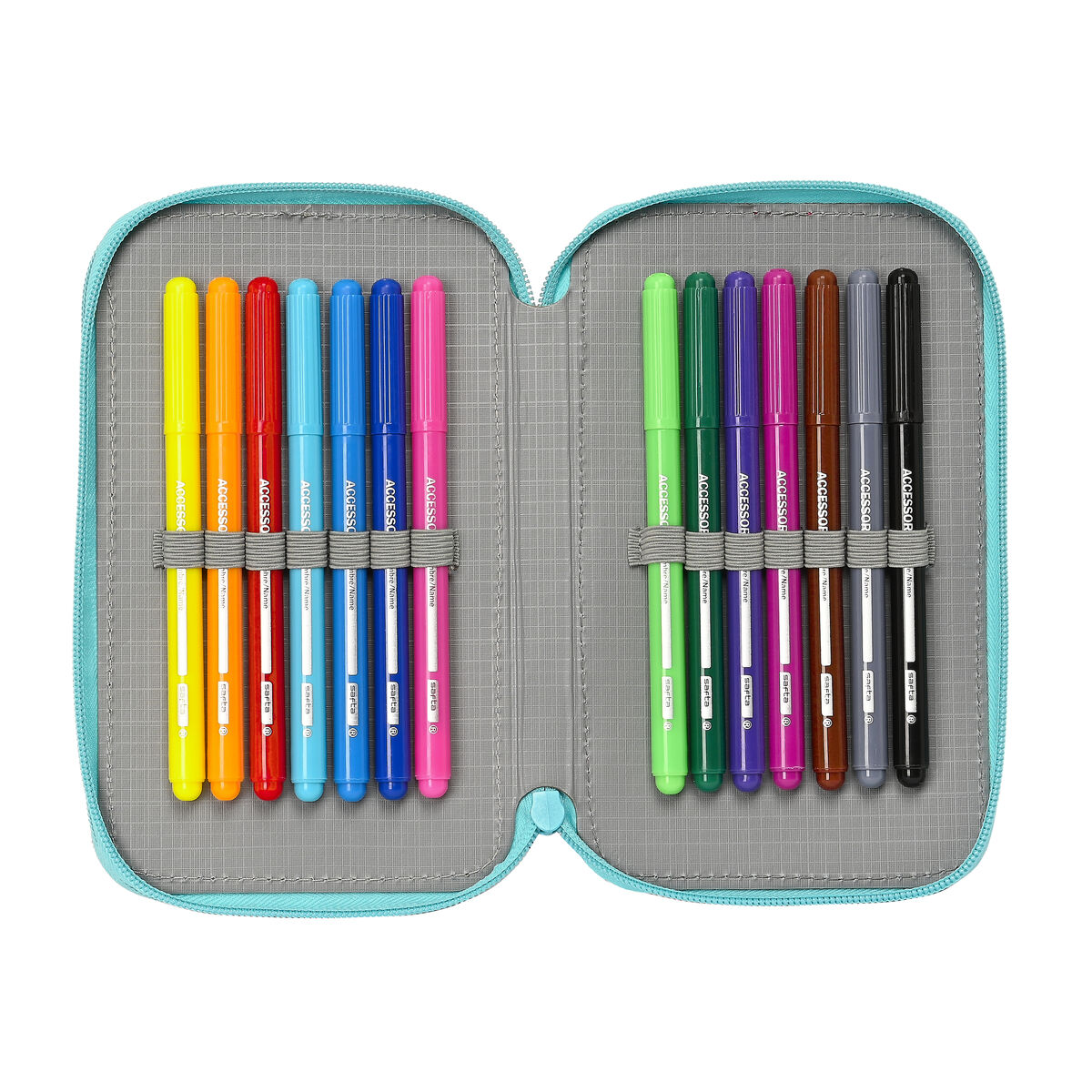 Dubbelt pennfodral The Bellies Vit Purpur Turkos 12.5 x 19.5 x 4 cm (28 Delar) - 8