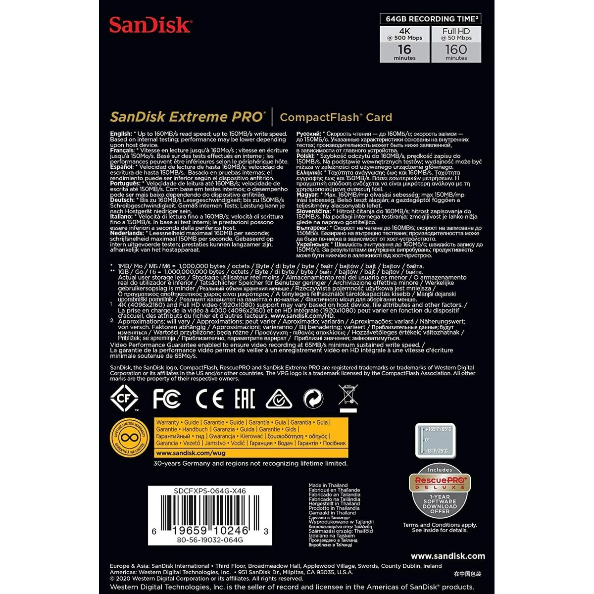 Minneskort CF SanDisk SDCFXPS-064G-X46 - 3