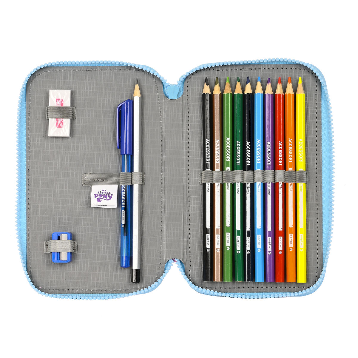 Dubbelt pennfodral My Little Pony Wild & free Blå Rosa 12.5 x 19.5 x 4 cm (28 Delar) - 3