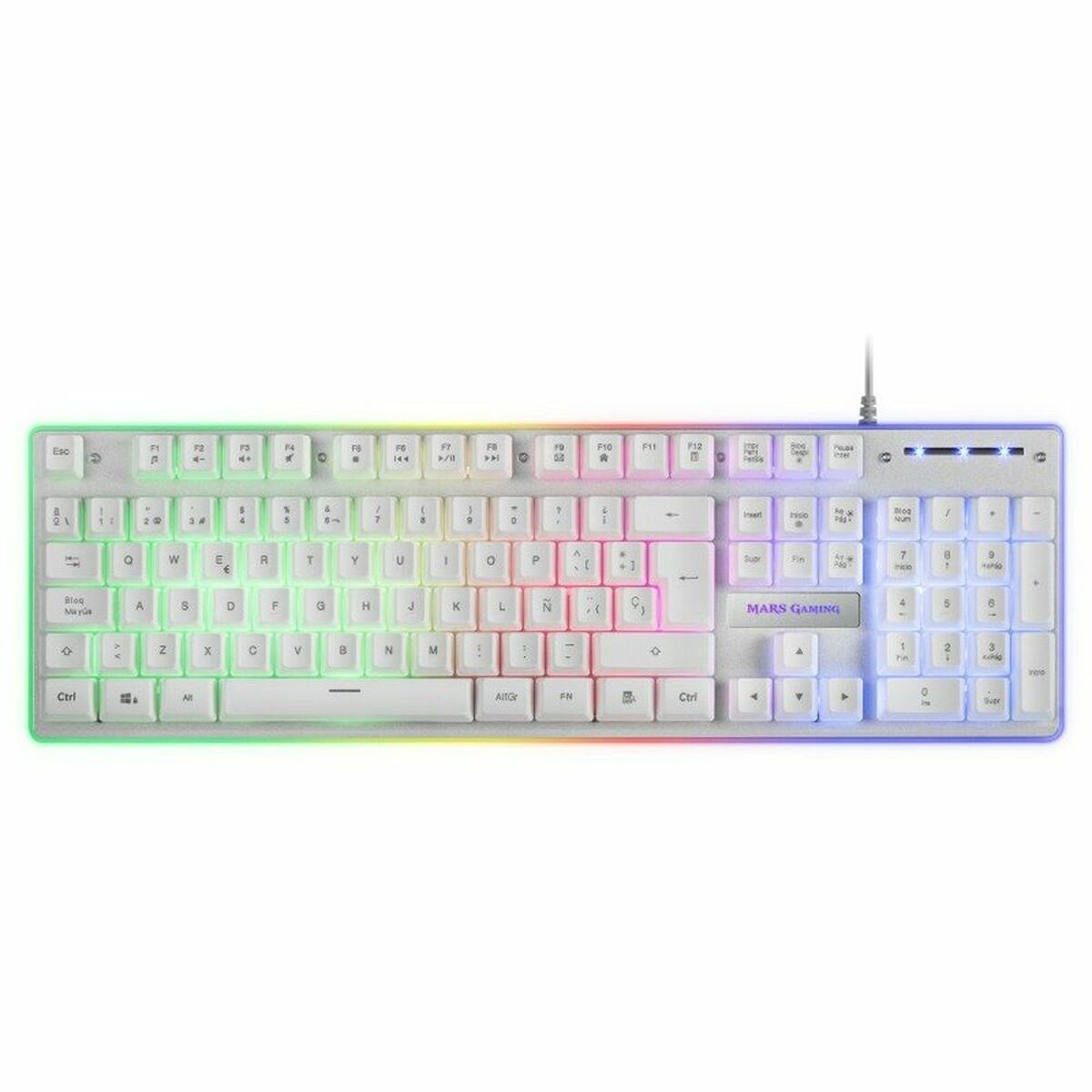Tangentbord och Mus Mars Gaming MCPXWES Vit Qwerty Spanska QWERTY LED RGB - 4