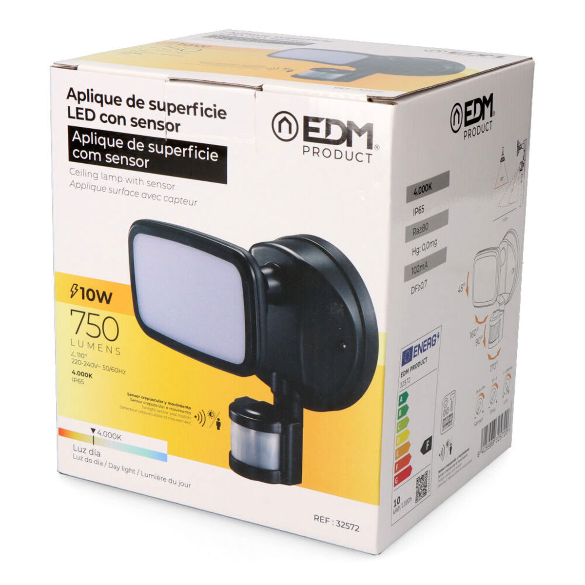 LED spotlight EDM 32572 Svart F 10 W 750 Lm (4000 K)