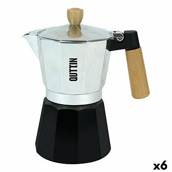 Italiensk Kaffepanna Quttin Trä Aluminium 12 Csészék (6 antal)