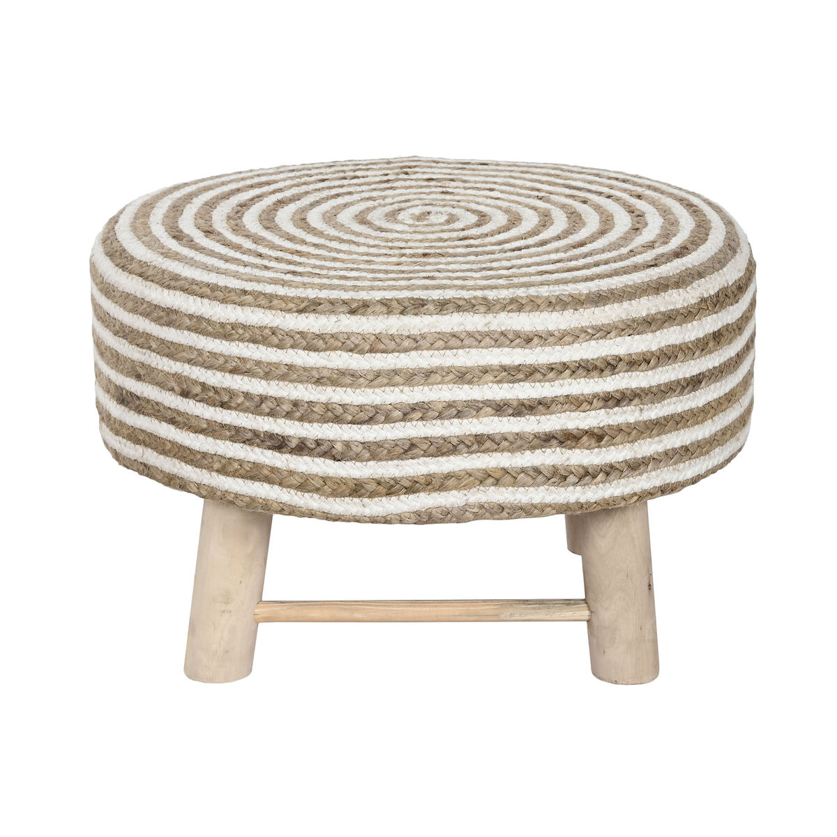 Fotpall Home ESPRIT Jute Eukalyptus trä 50 x 50 x 30 cm - 2