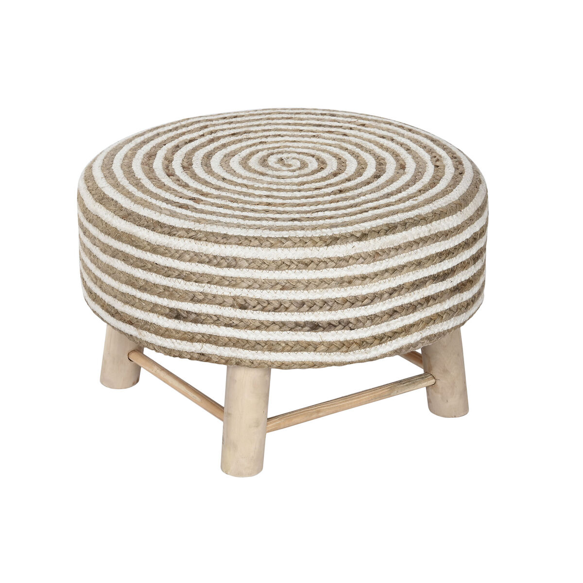 Fotpall Home ESPRIT Jute Eukalyptus trä 50 x 50 x 30 cm