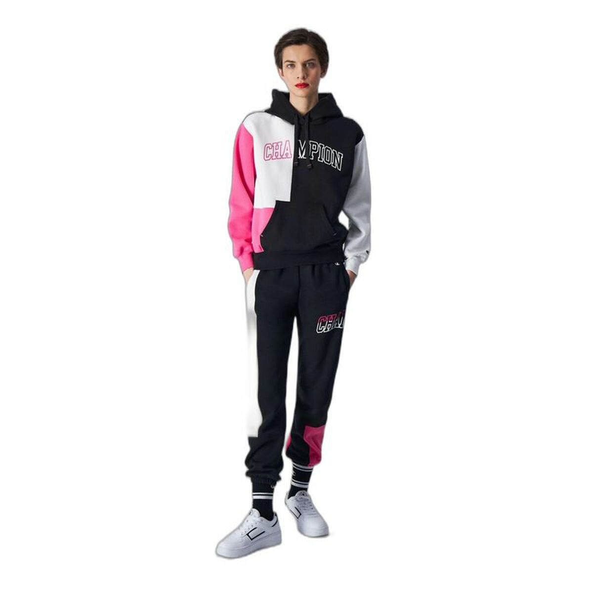 Tröja med huva Dam Champion Legacy Vit Rosa Svart - 4