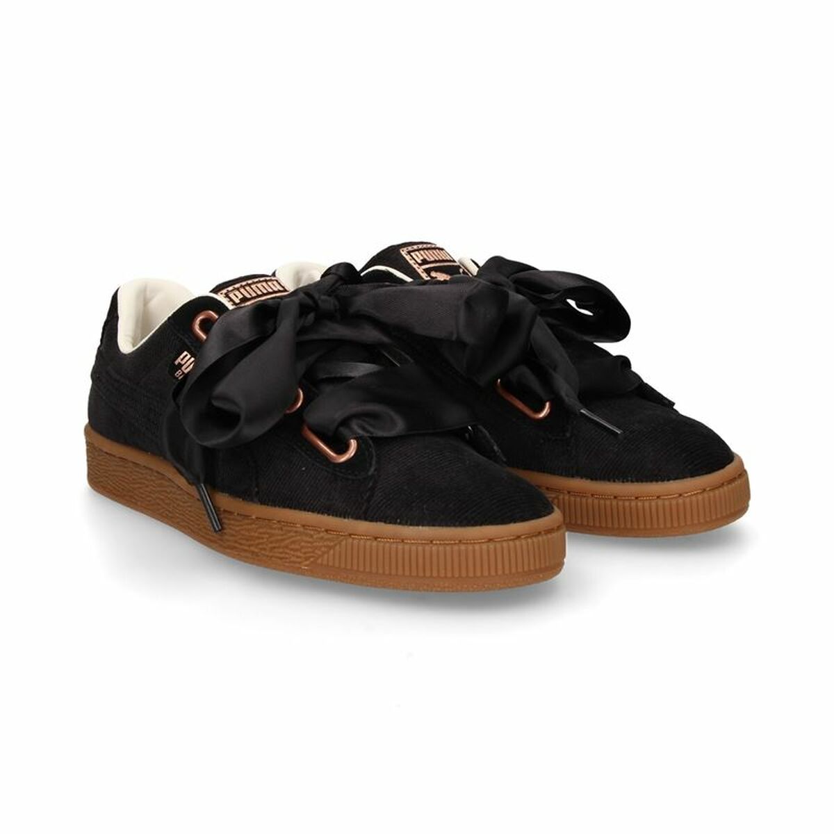 Gymnastiksko, Dam Puma  Basket Heart Corduroy Svart - 3