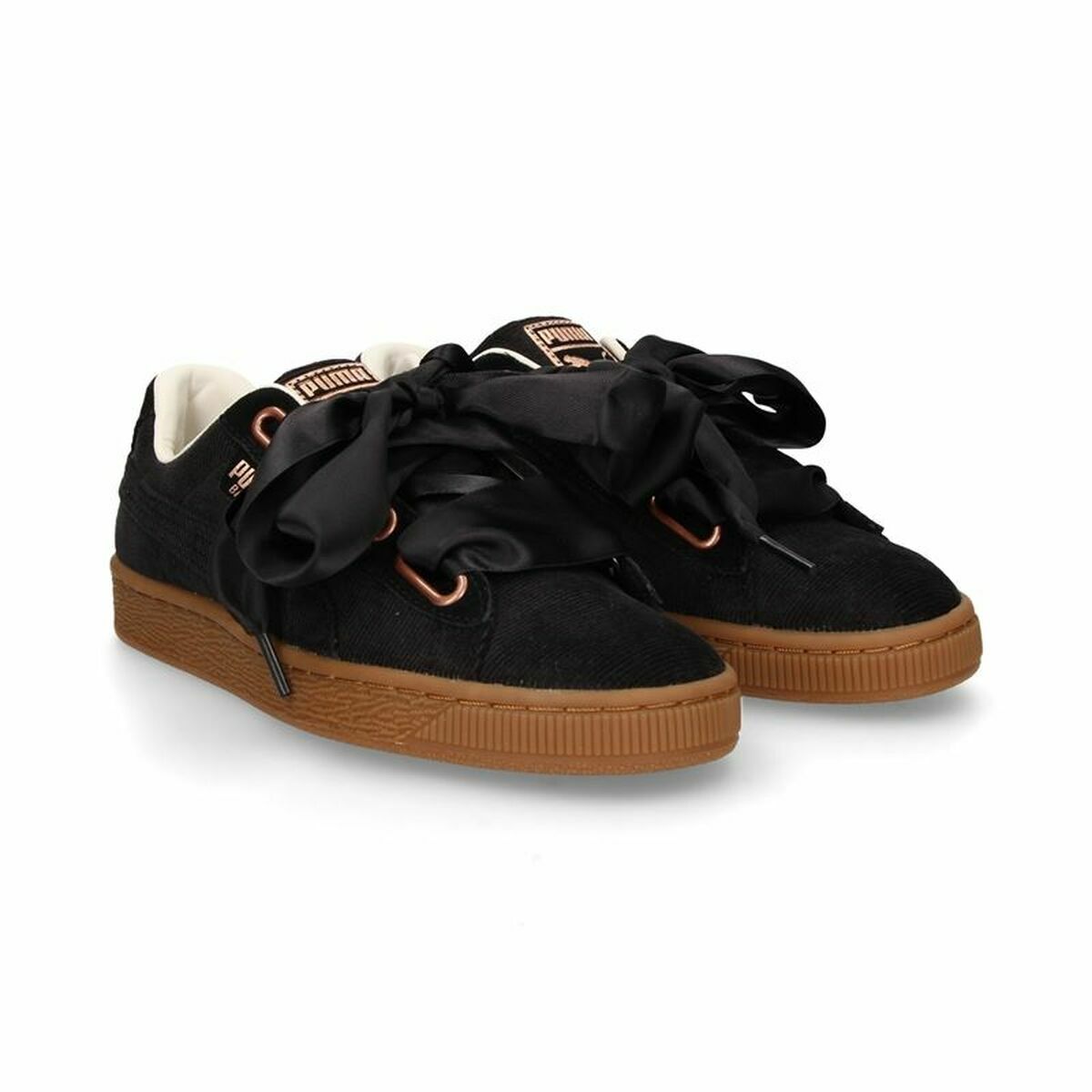 Gymnastiksko, Dam Puma  Basket Heart Corduroy Svart - 10