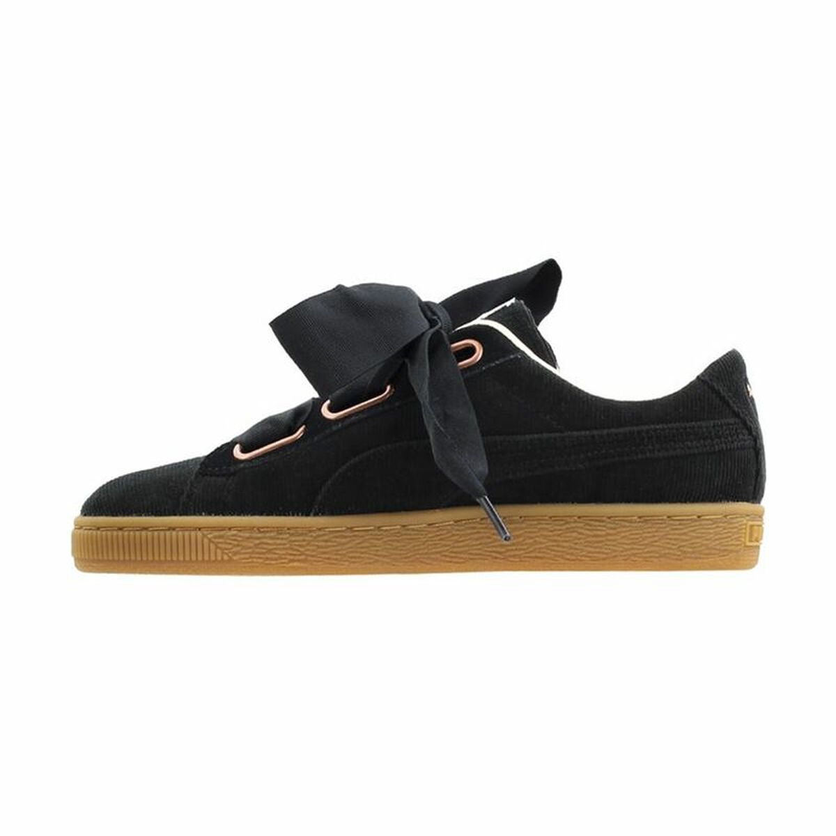 Gymnastiksko, Dam Puma  Basket Heart Corduroy Svart - 2