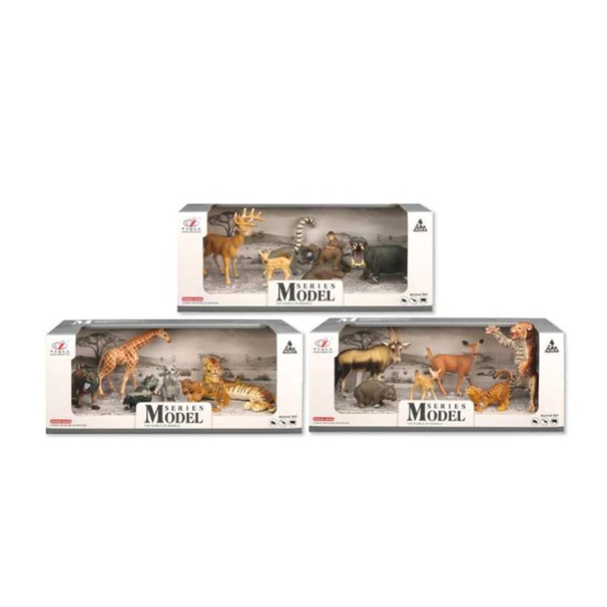 Set med 6 vilda djur 30 x 10 x 13 cm