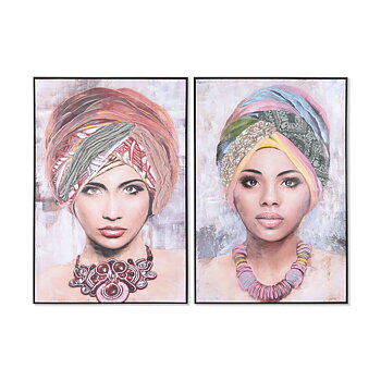 Tavla DKD Home Decor Kolonial Afrikanska 80 x 3,5 x 120 cm (2 antal)