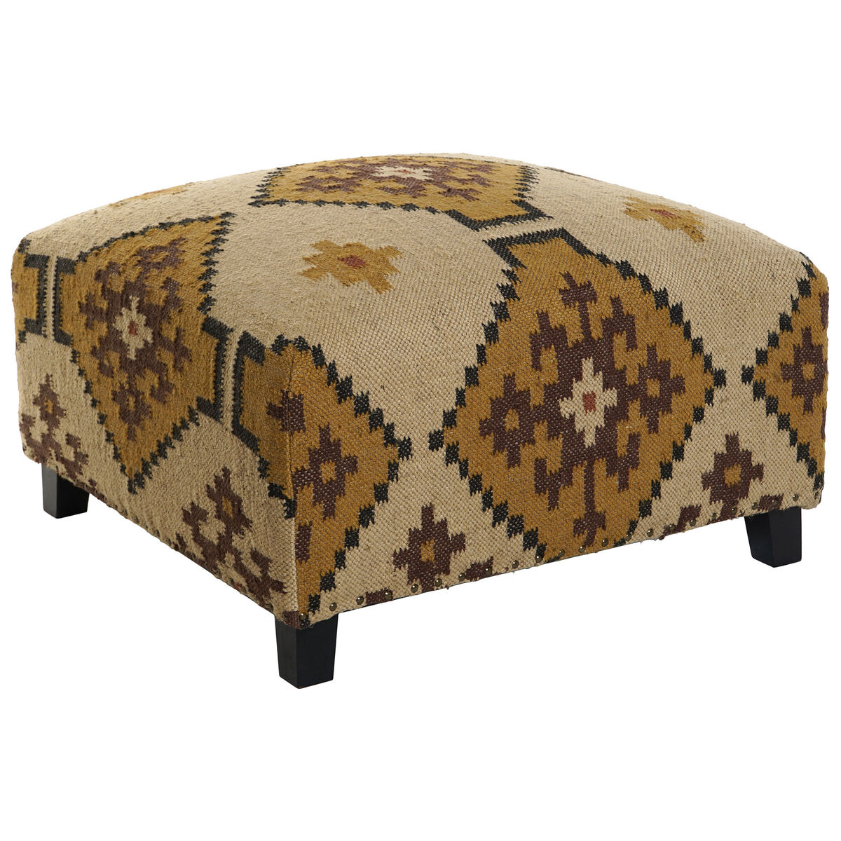 Fotpall Home ESPRIT Beige Senap 80 x 80 x 44 cm