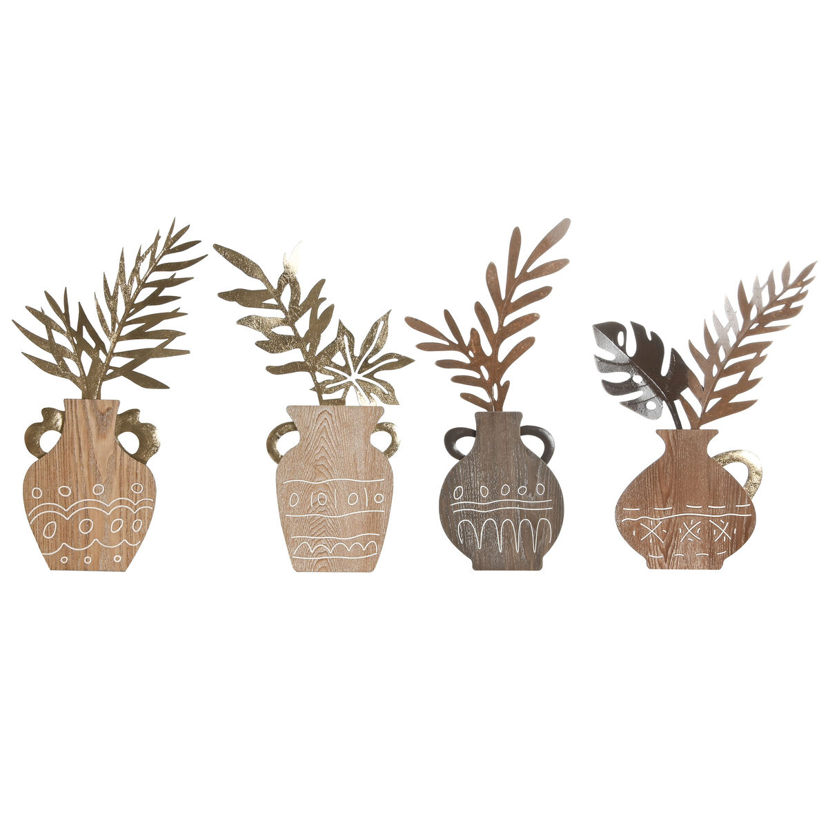 Prydnadsfigur Home ESPRIT Naturell Vas Boho 28,5 x 2 x 50 cm (4 antal)