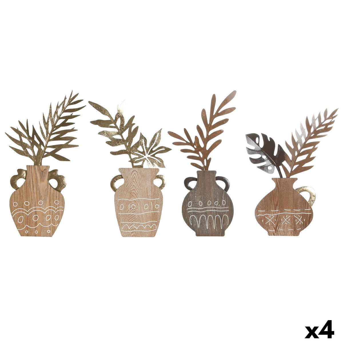 Prydnadsfigur Home ESPRIT Naturell Vas Boho 28,5 x 2 x 50 cm (4 antal) - 4