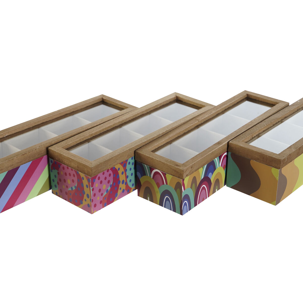 Låda för örtte DKD Home Decor Vit Multicolour Trä MDF (4 antal) - 4