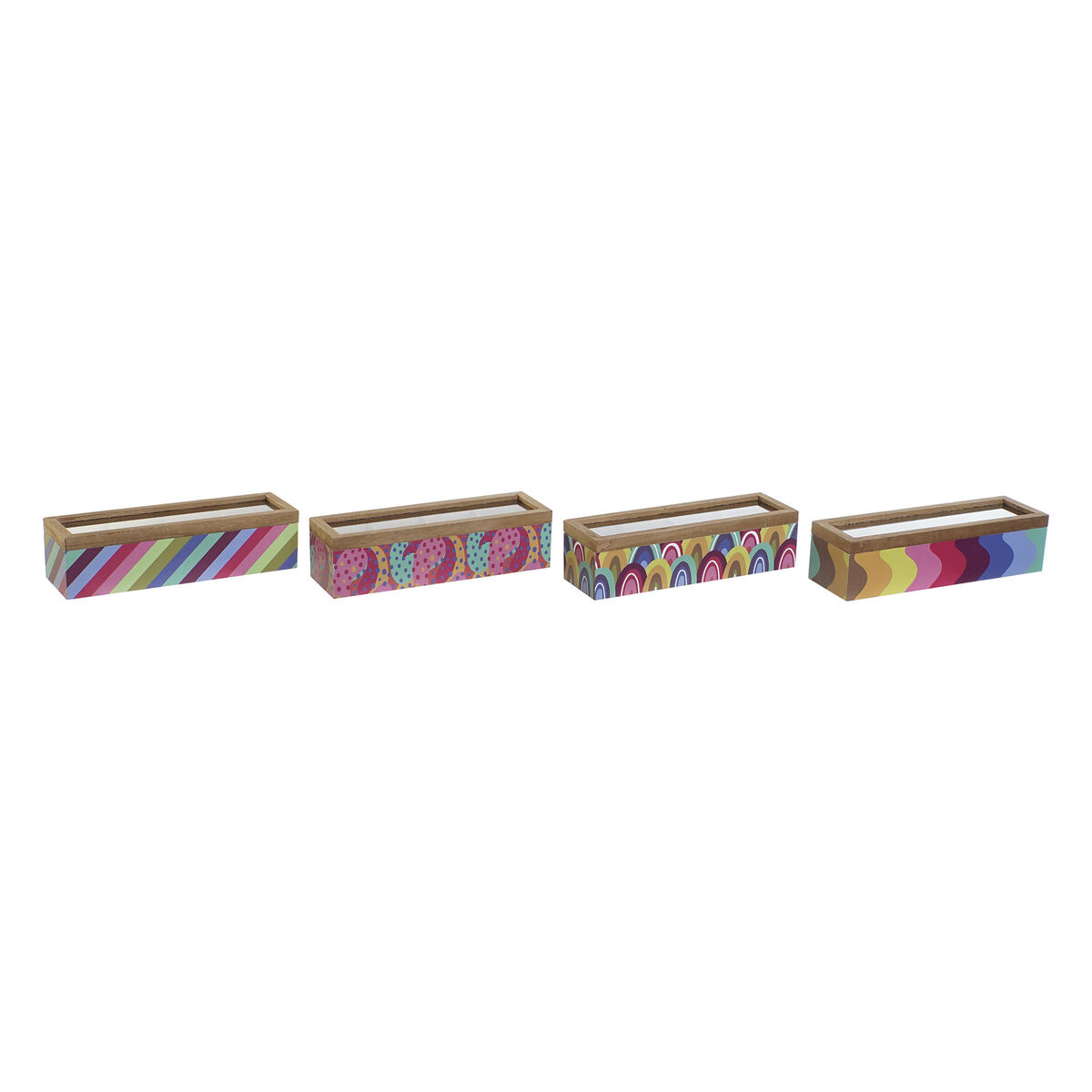 Låda för örtte DKD Home Decor Vit Multicolour Trä MDF (4 antal)