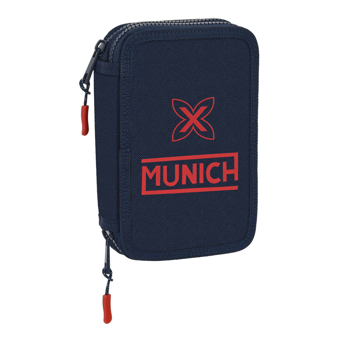 Dubbelt pennfodral Munich Flash Marinblå 12.5 x 19.5 x 4 cm (28 Delar)