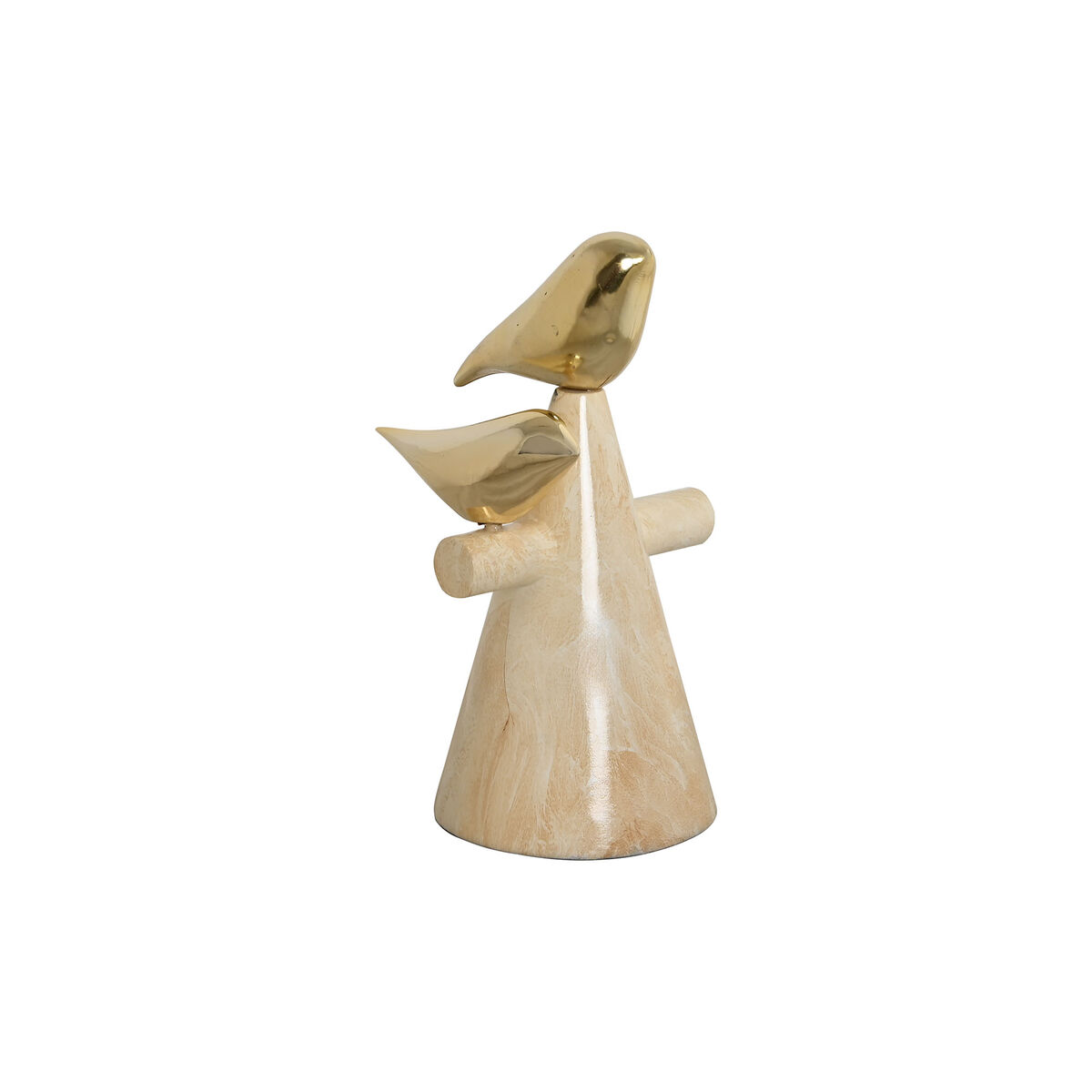 Prydnadsfigur Home ESPRIT Gyllene Elfenben Fåglar Romantisk 16,5 x 14 x 27 cm