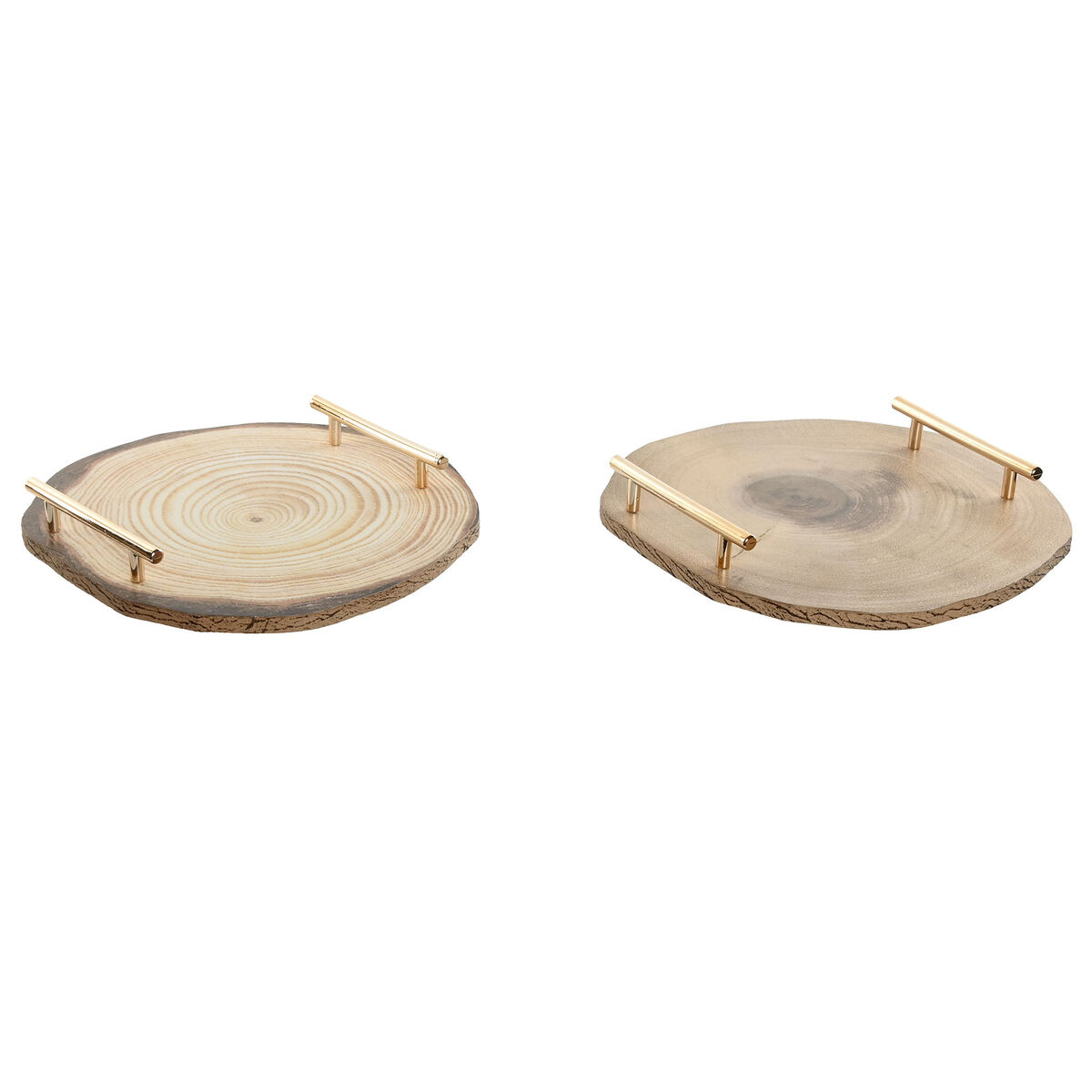 Bordsdekoration Home ESPRIT Brun Gyllene Metall Trä MDF 30 x 30 x 4 cm (2 antal)