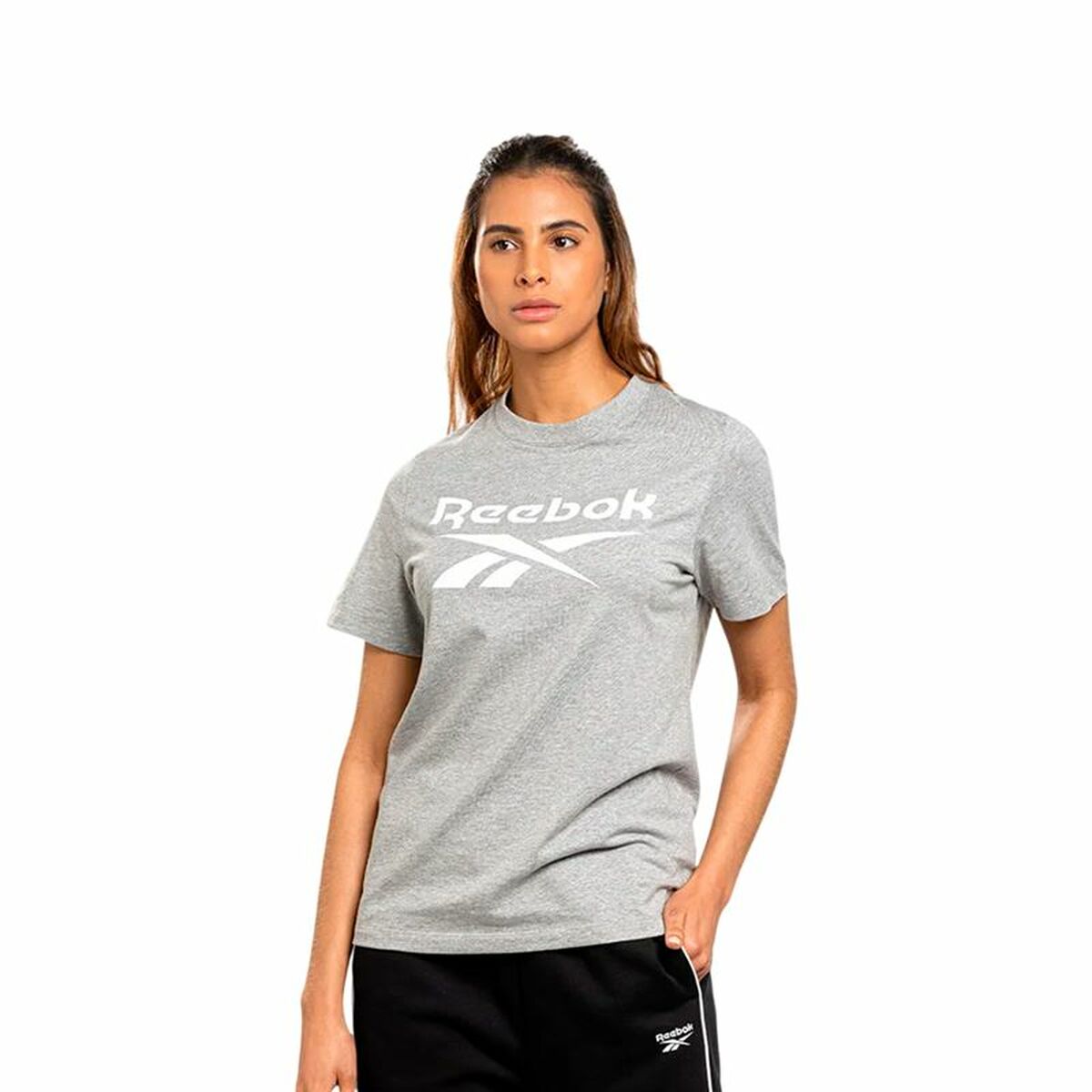 T-shirt med kortärm Dam Reebok Identity Big Logo Grå Ljusgrå