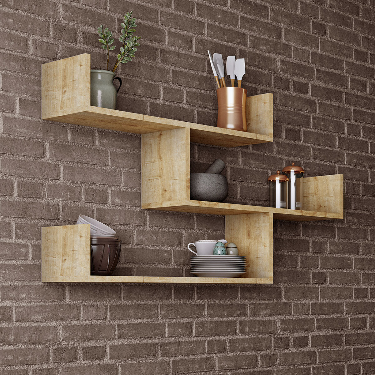 Hyllor Alexandra House Living Tölgy Trä MDP 119 x 67 x 22 cm - 3