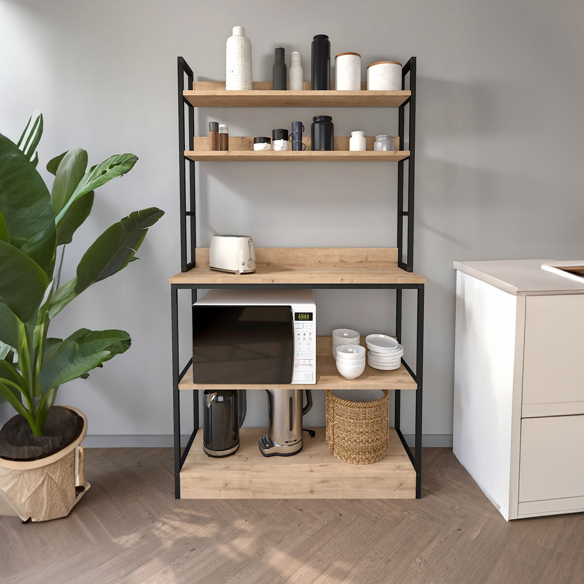 Skafferi Alexandra House Living 101 x 160 x 36 cm 4 Hyllor industriell Bokhylla - 3