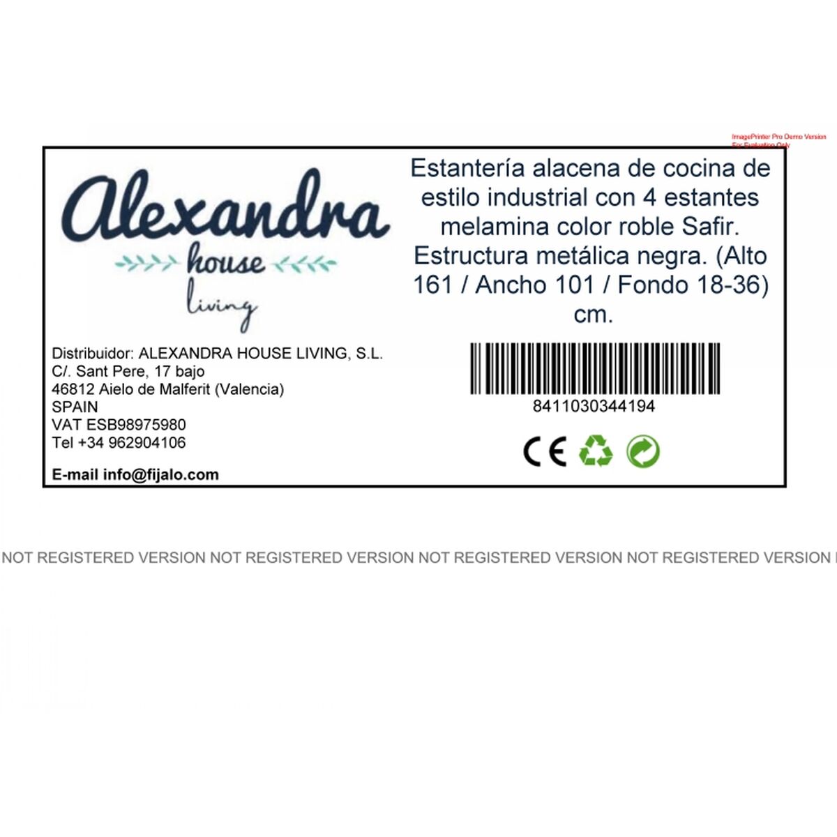 Skafferi Alexandra House Living 101 x 160 x 36 cm 4 Hyllor industriell Bokhylla - 5