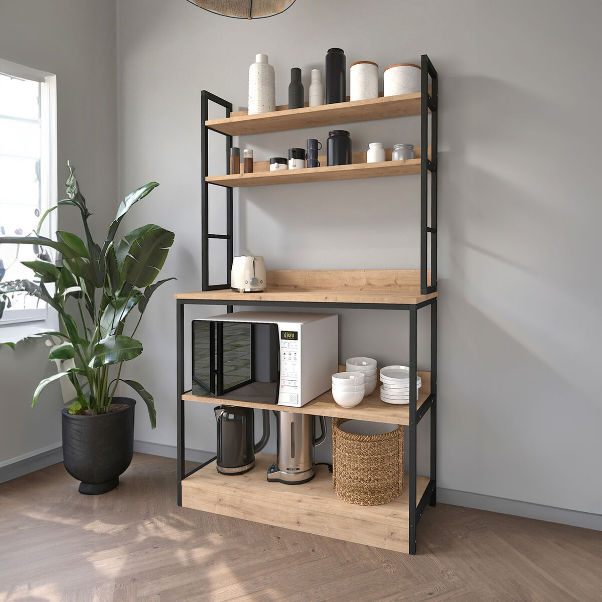 Skafferi Alexandra House Living 101 x 160 x 36 cm 4 Hyllor industriell Bokhylla - 2