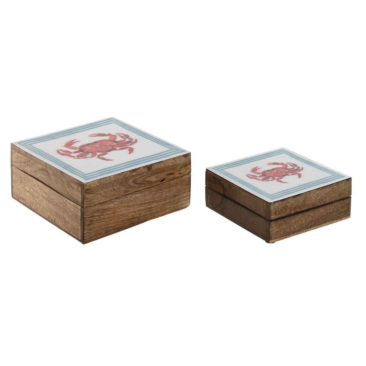 Smyckeskrin Home ESPRIT Multicolour Mangoträ 17,5 x 17,5 x 8 cm (2 antal)
