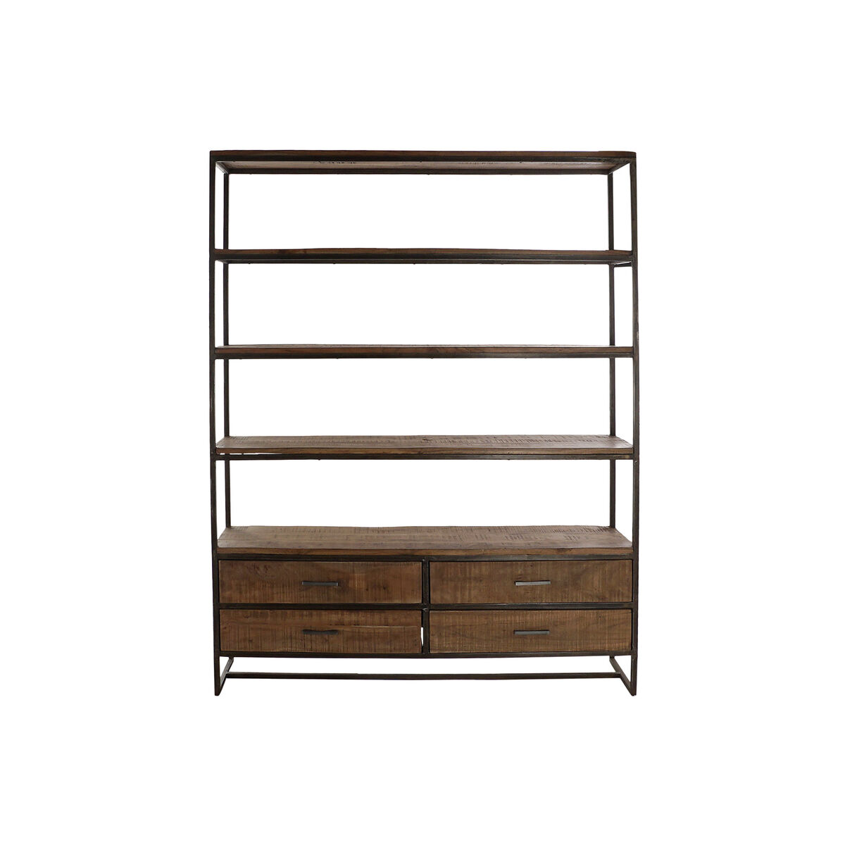 Bokhylla DKD Home Decor Svart Metall Brun Akaciaträ 145 x 35 x 190 cm - 6