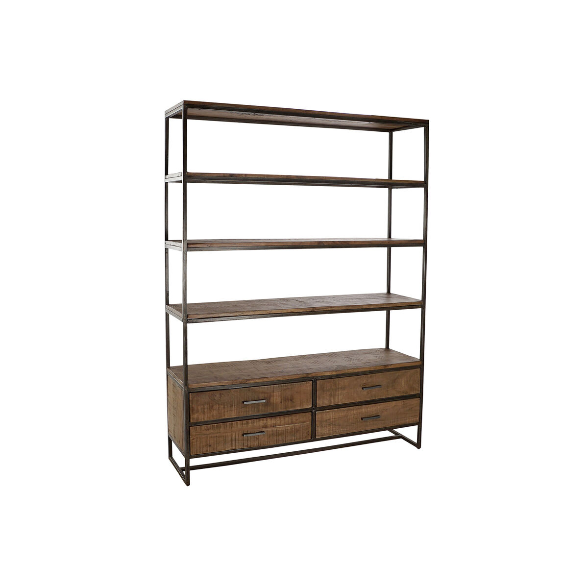 Bokhylla DKD Home Decor Svart Metall Brun Akaciaträ 145 x 35 x 190 cm